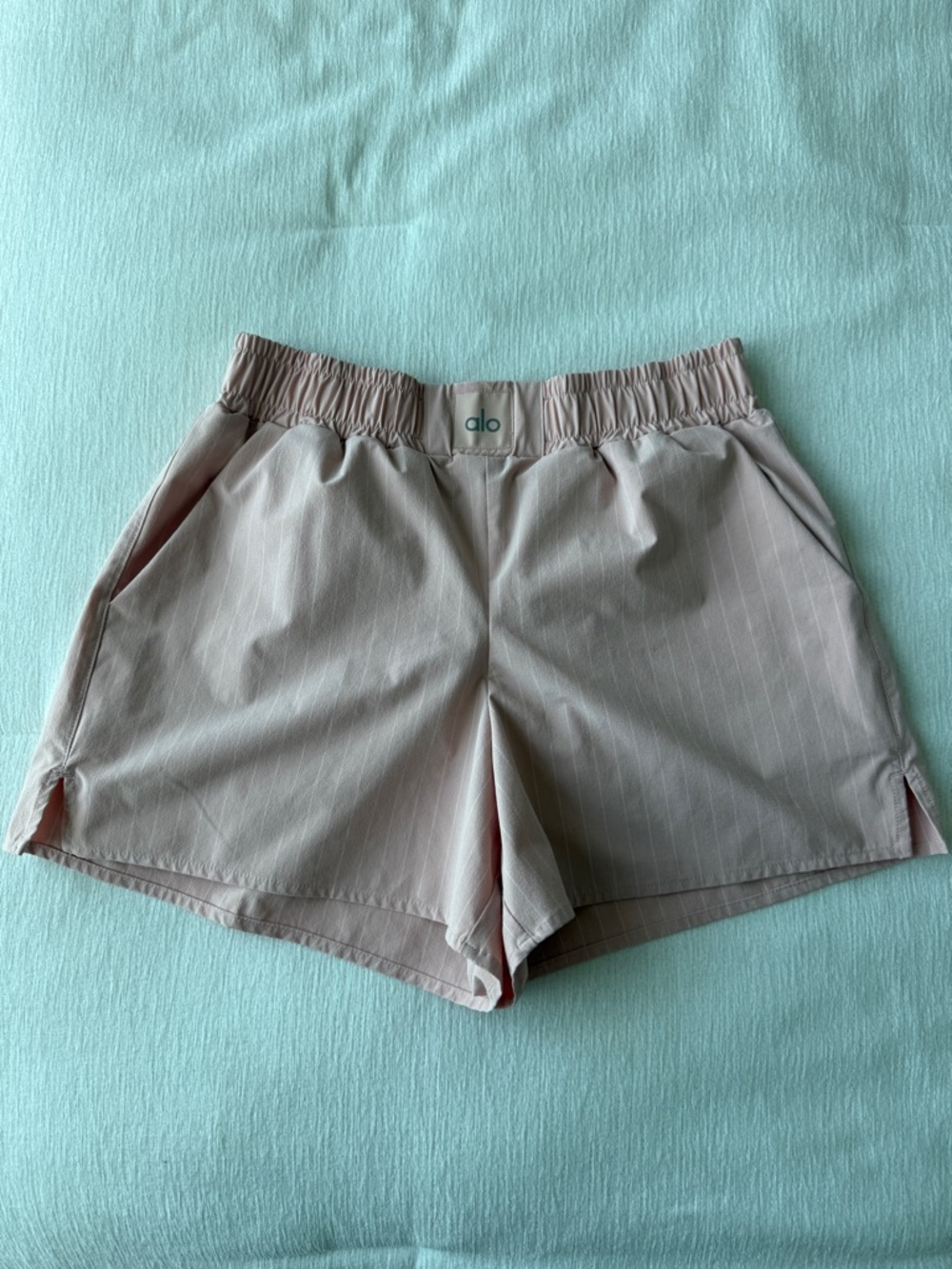ALO Yoga Light Pink Athletic Shorts with Elastic Waist